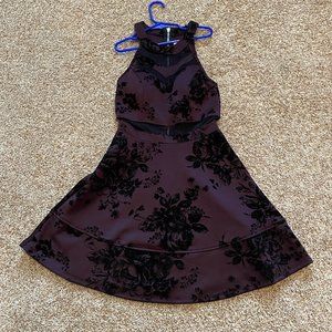 Honey & Rosie Plum Halter Dress - Plum & Black - Size XS - Homecoming